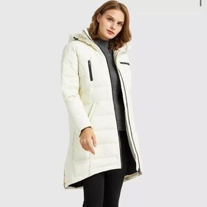 New Orolay Women's Full Zip Slant Pocket Hooded Puffer Down Coat Jacket Size XL